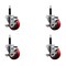 Service Caster 3'' SS Red Poly Swivel 3/4'' Expanding Stem Caster Set with Brake, 4PK SCC-SSEX20S314-PPUB-RED-TLB-34-4 - alternate 1